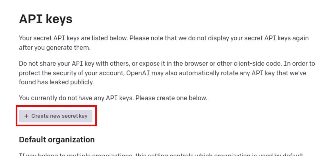 Create OpenAI API Key